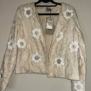 ASOS NWT Floral Embroidered Lace Open Blazer Delicate Floral Sequin Accents 10